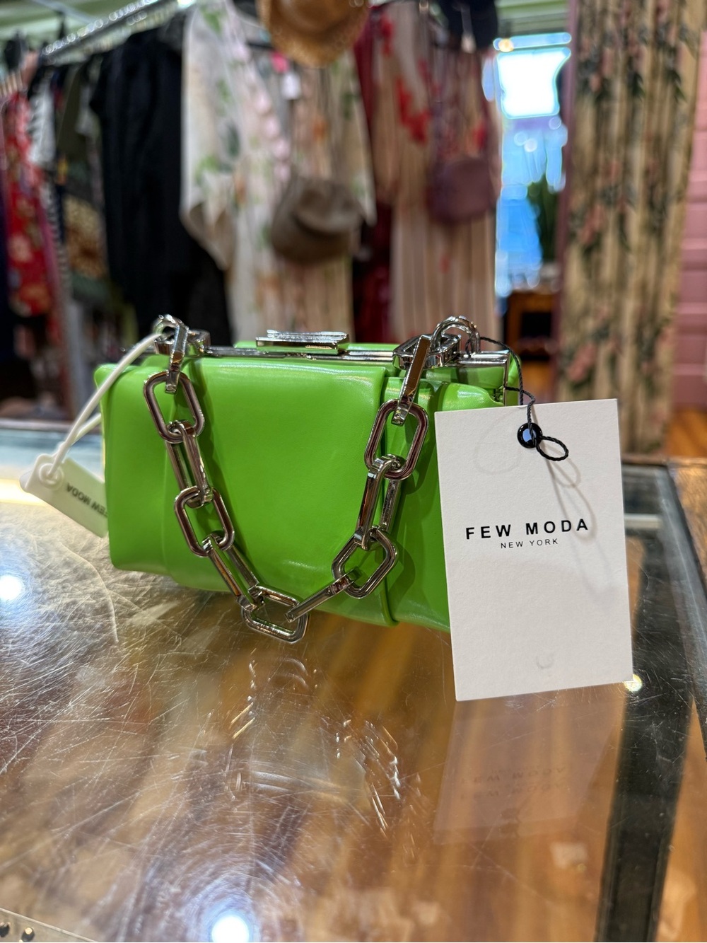 Few Moda new with tags mini chain strap crossbody lime green